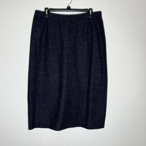 EILEEN FISHER Skirt L Knitted Wool Pencil Straight Elastic Waist Gray USA VTG - Picture 1 of 4